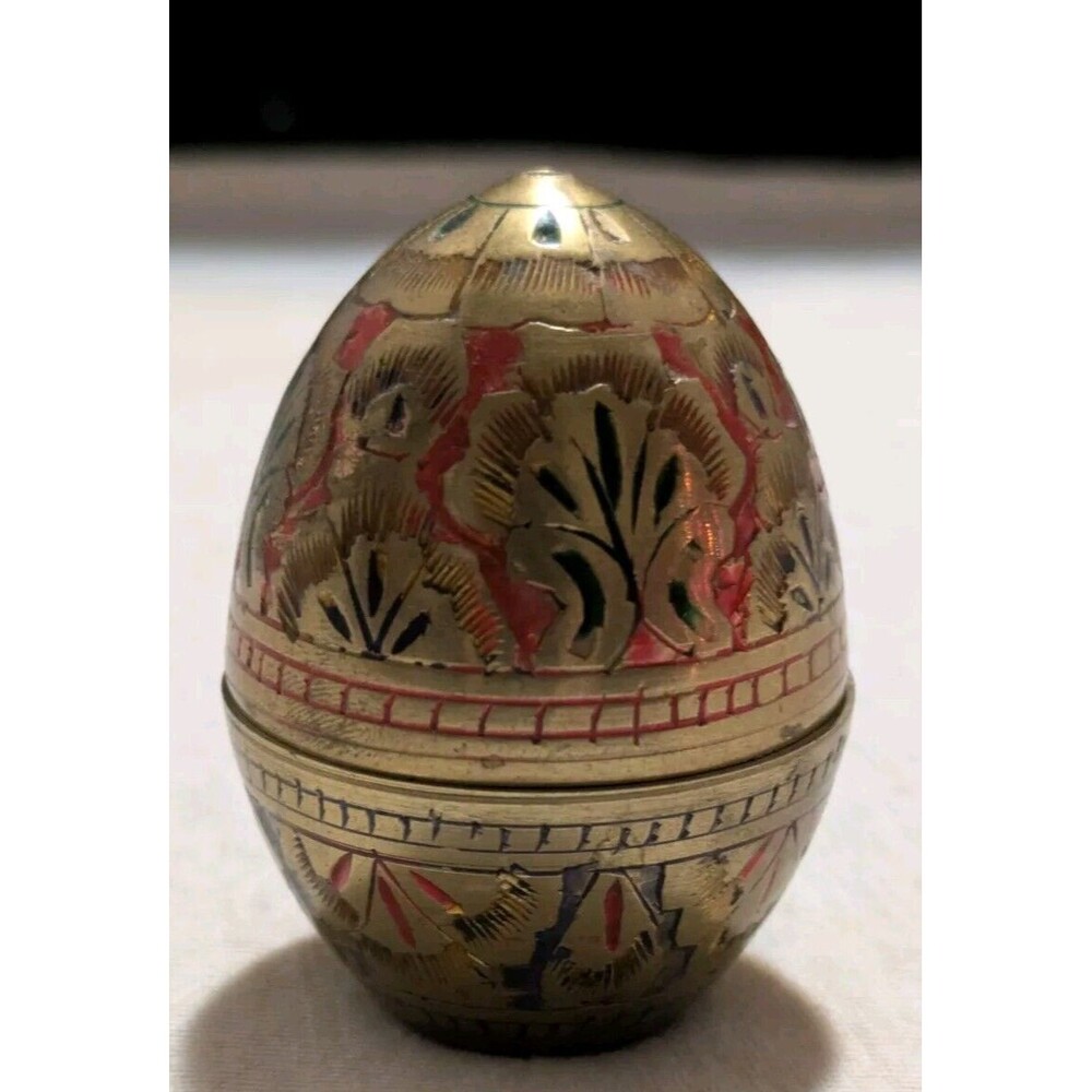 Collectible Bronze Egg Decorated, Opens. Place For Ring Inside 2.5”